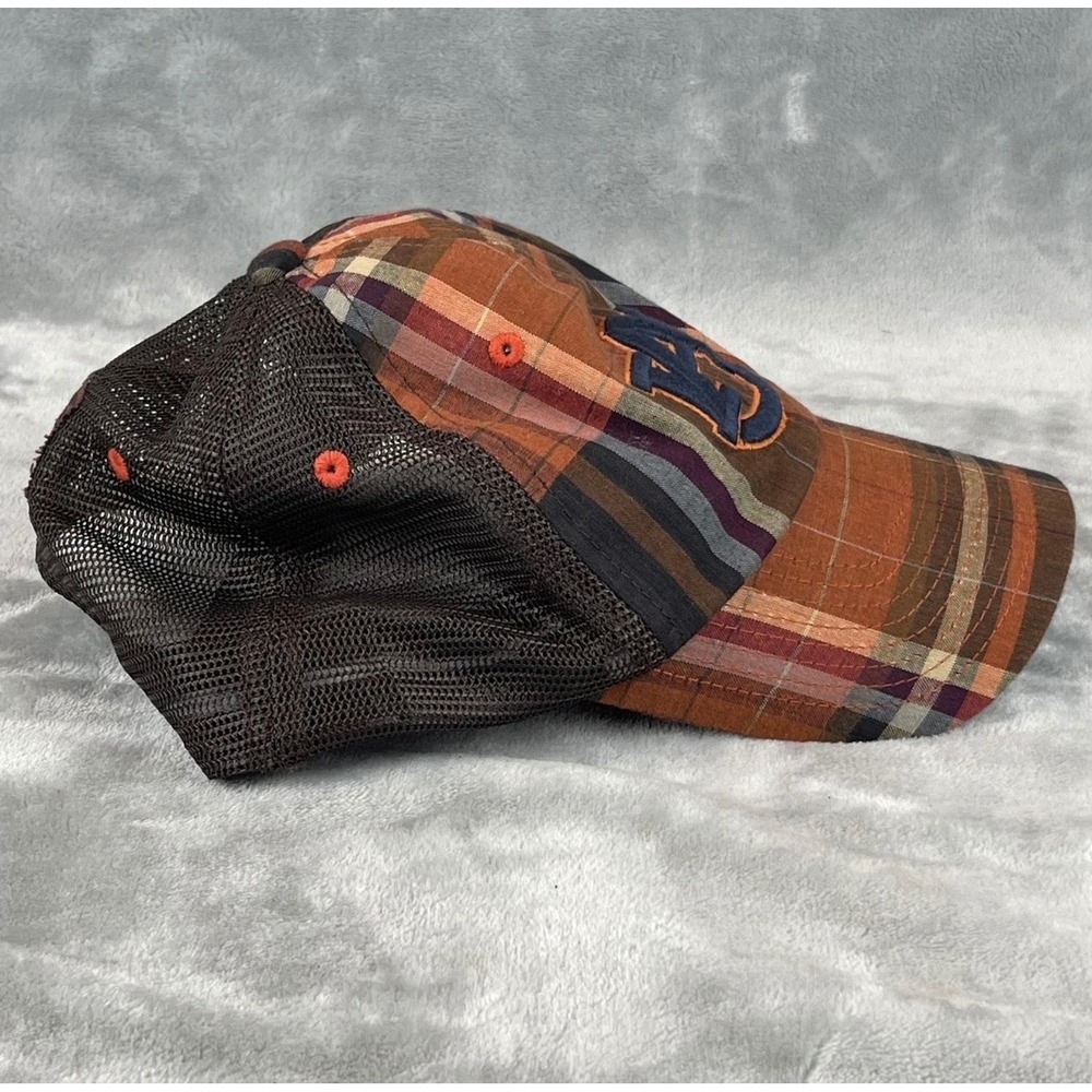 Auburn Tigers Hat MensTop Of World OSFA Orange Plaid Mesh Snapback Trucker Cap - Picture 4 of 8